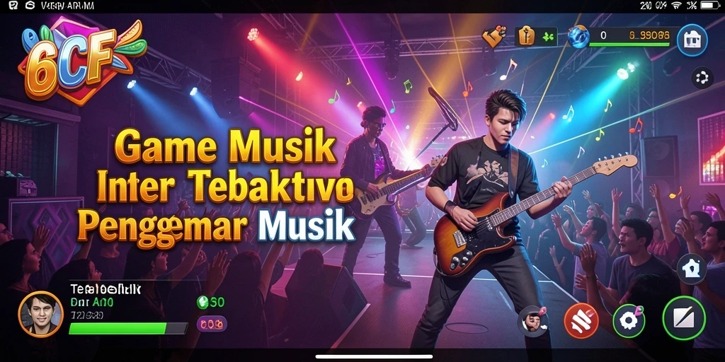 Tampilan gameplay interaktif dalam aplikasi 6CF yang penuh warna.