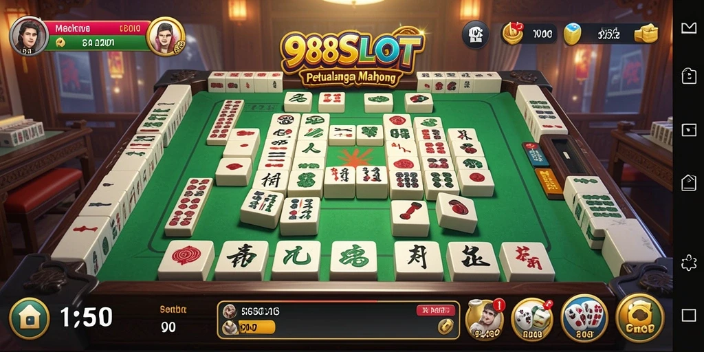 Gameplay Mahjong yang menarik dalam 988SLOT dengan visual menawan.
