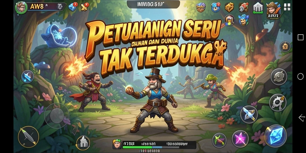 Gameplay seru AW8 yang menampilkan eksplorasi dunia petualangan.