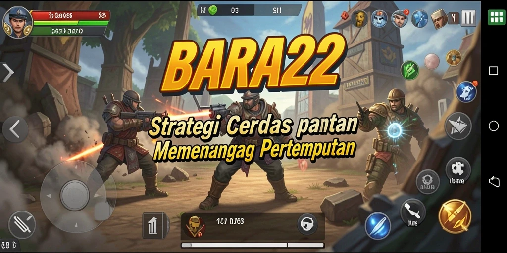 Screenshot gameplay menunjukkan pertarungan taktis di BARA22.