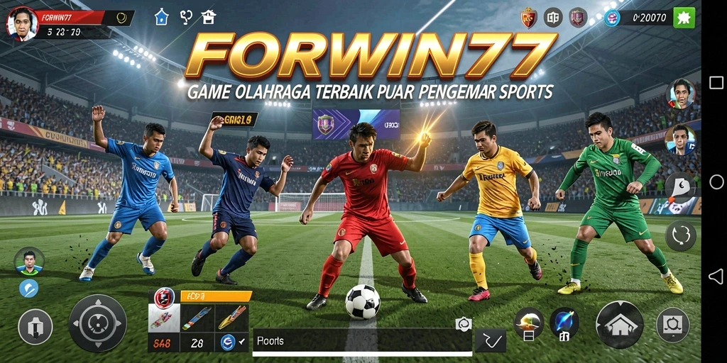 Tampilan menarik dari gameplay FORWIN77 yang menampilkan aksi olahraga.