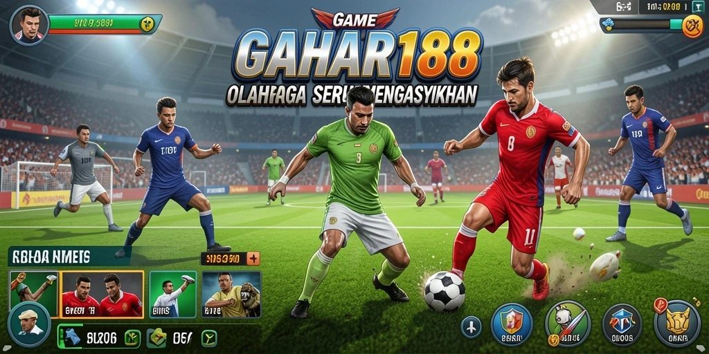 Screenshot utama GAHAR188 menampilkan pertandingan olahraga yang seru.