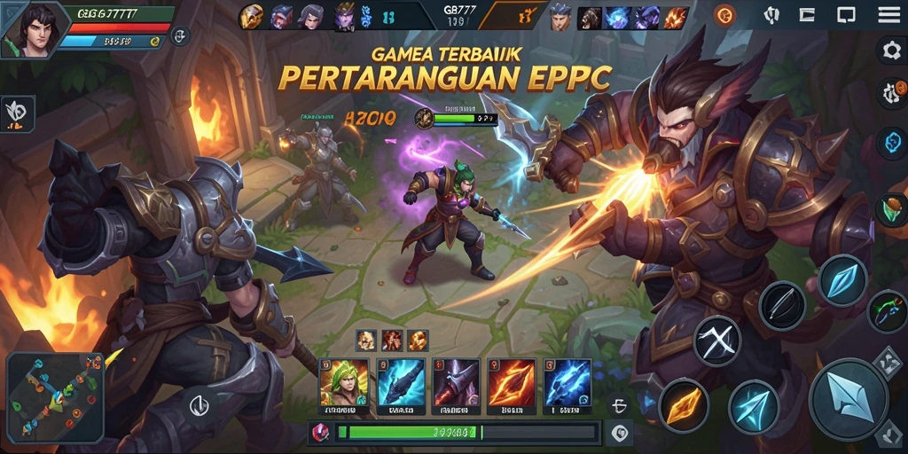 Tangkapan layar gameplay intens dari GB777 dengan karakter heroik.