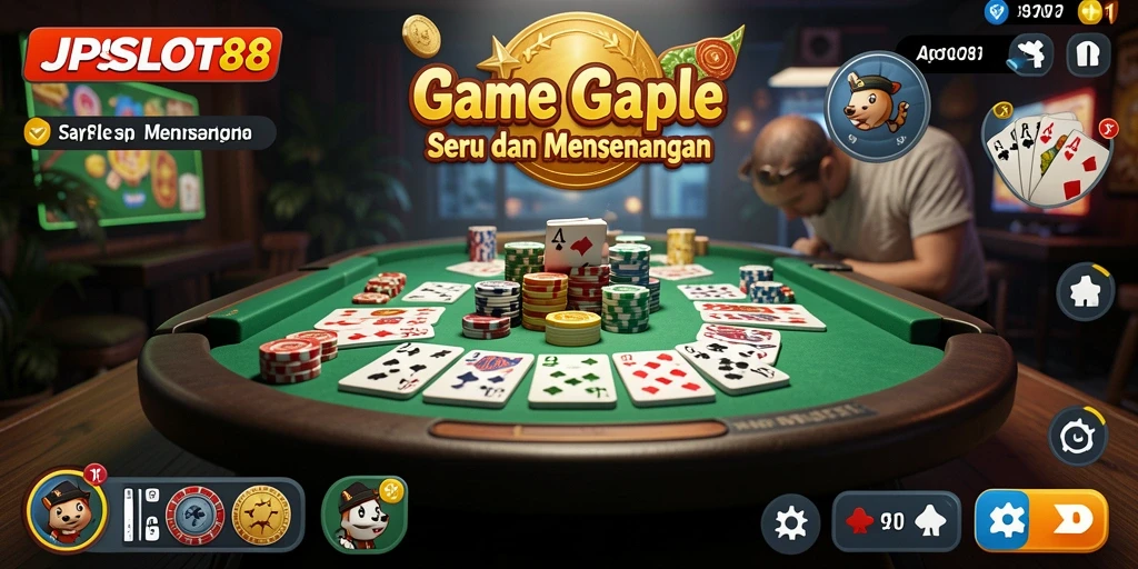 Tampilan gameplay yang menarik dari JPSLOT88 dalam permainan Gaple.