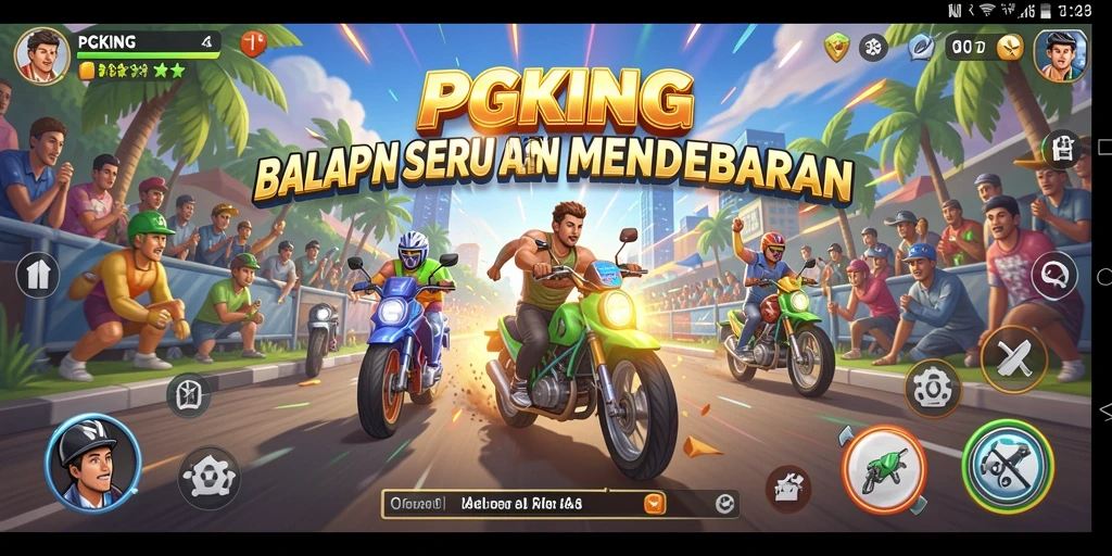 Screenshot utama PGKING menampilkan gameplay balap yang mendebarkan dan penuh aksi.