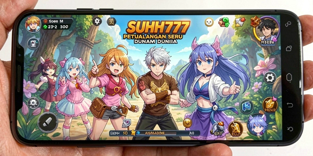 Tangkapan layar gameplay SUHU777 yang menampilkan aksi seru karakter anime.