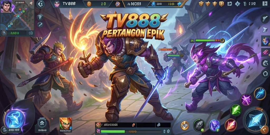 Tampilan gameplay TV888 yang mendebarkan dalam format MOBA.